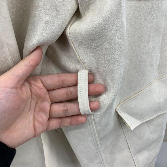 Zara Faux Suede Overshirt Womens XS Champagne Snap Button Pockets Jacket *READ - Picture 4 of 16